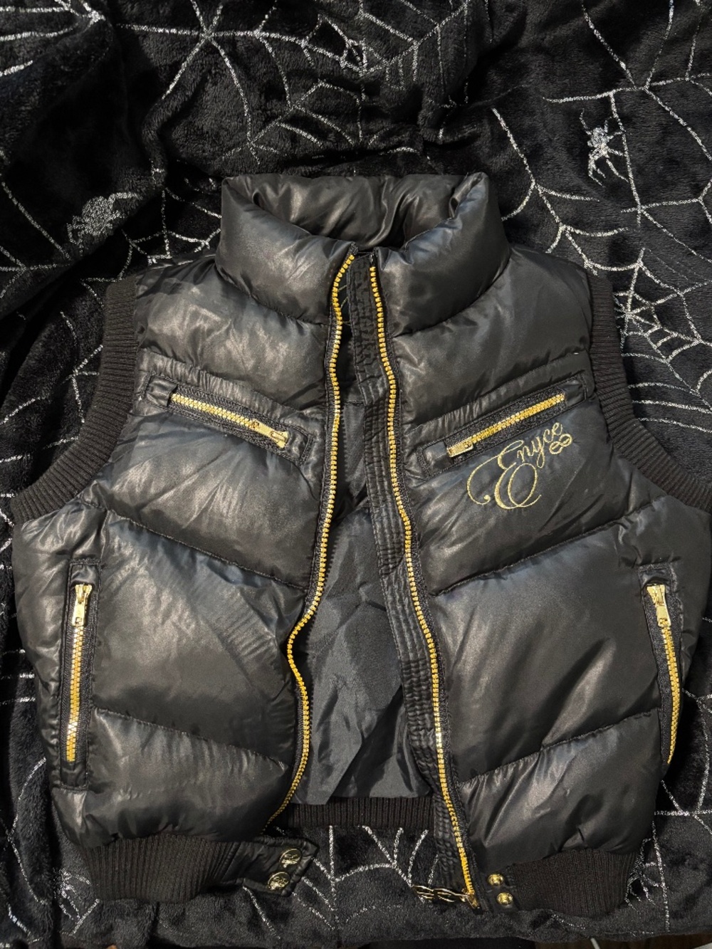 Y2k Enyce Feather & Down Puffer Vest | Size Medium | Black and Gold
